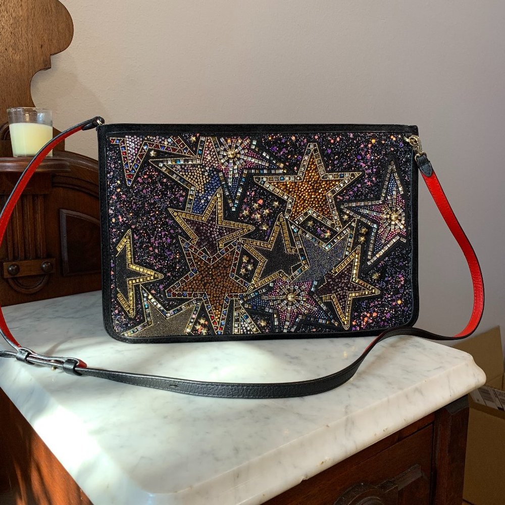 Louboutin Loubiclutch Piste aux Etoiles Crystal Star Embellished Clutch Bag